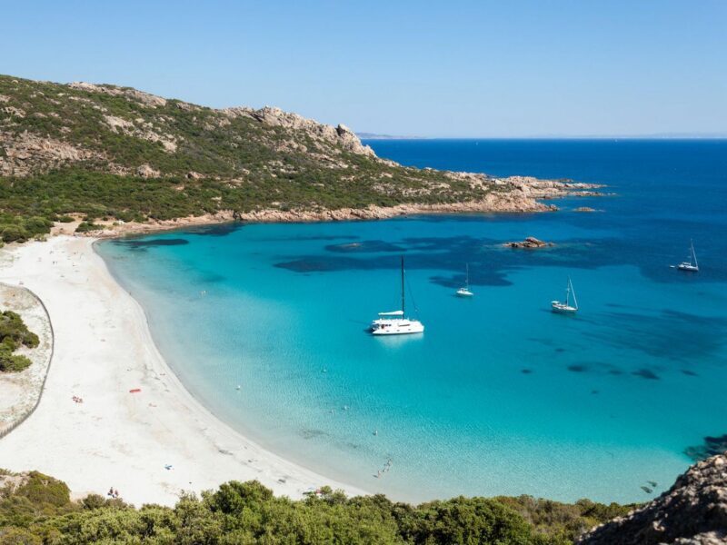 Beach Roccapina Corsica catamaran cruise